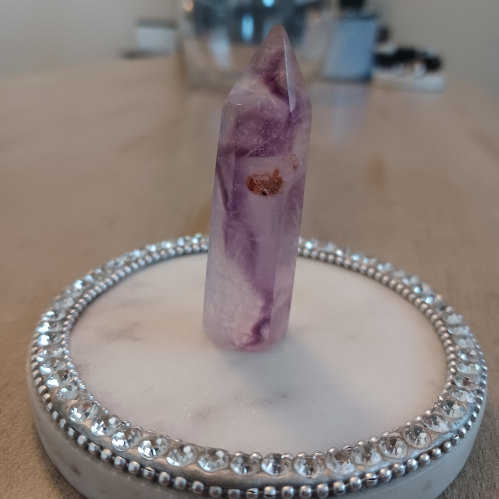 Purple Fluorite Crystal Point Obelisk Tower - Picture 5 of 8